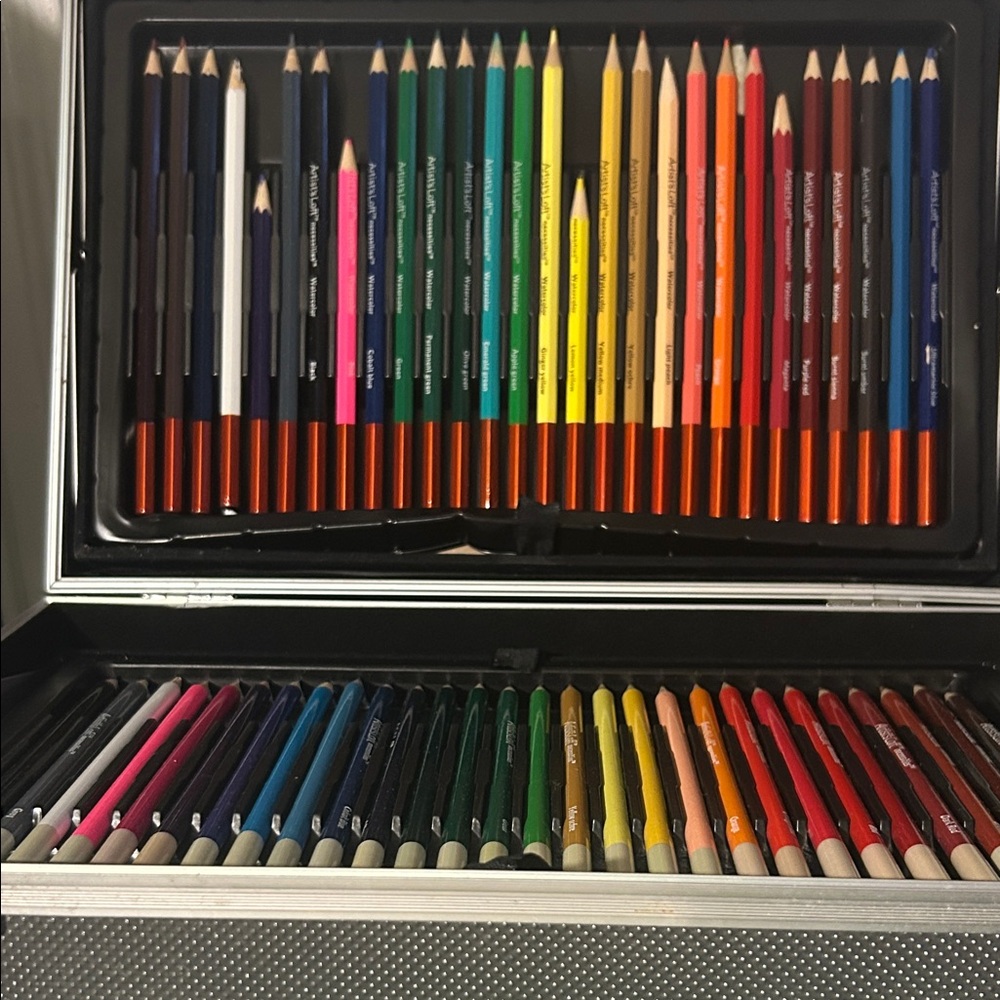 Artist loft Vibrant Colored Pencil Set in silver briefcase